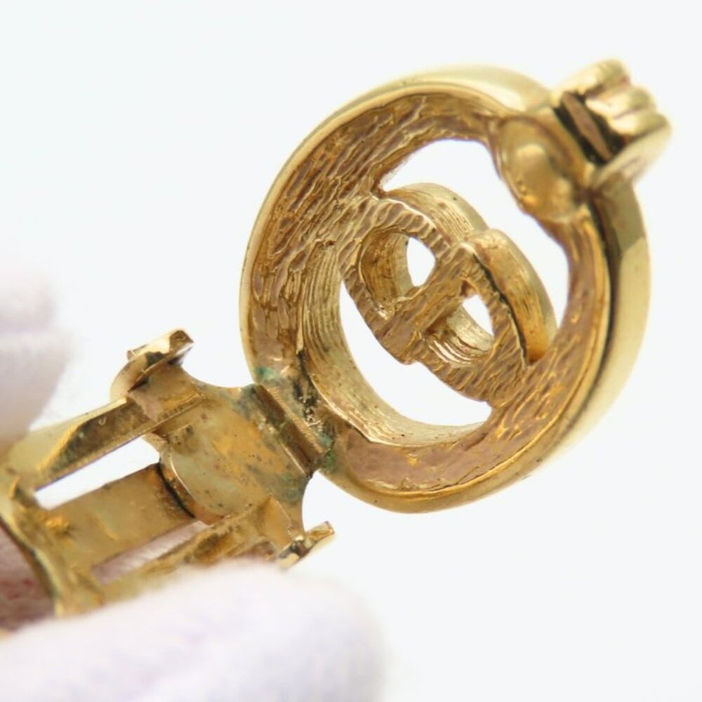 Christian Dior Earrings CD Logo Metal Rhinestone Gold Plated GP Accessories - Picture 5 of 9